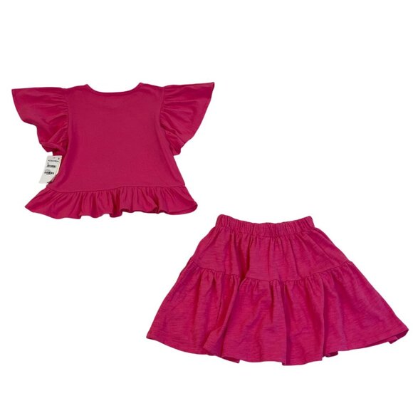 Tucker + Tate Girls Fuchsia Ruffle Top & Skort Set Size 5 - Picture 2 of 13